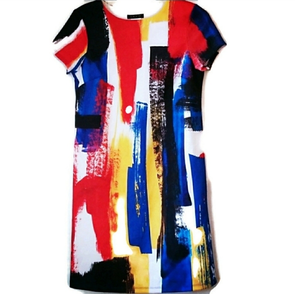 treu Dresses & Skirts - TREU Womens Primary Abstract Paint Splatter Dress
